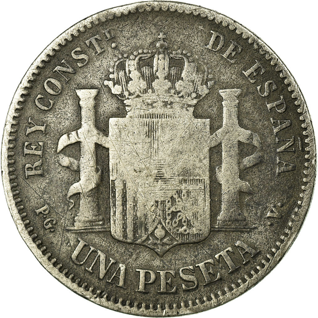 Moneta, Hiszpania, Alfonso XIII, Peseta, 1894, Madrid, VF(20-25), Srebro, KM:702
