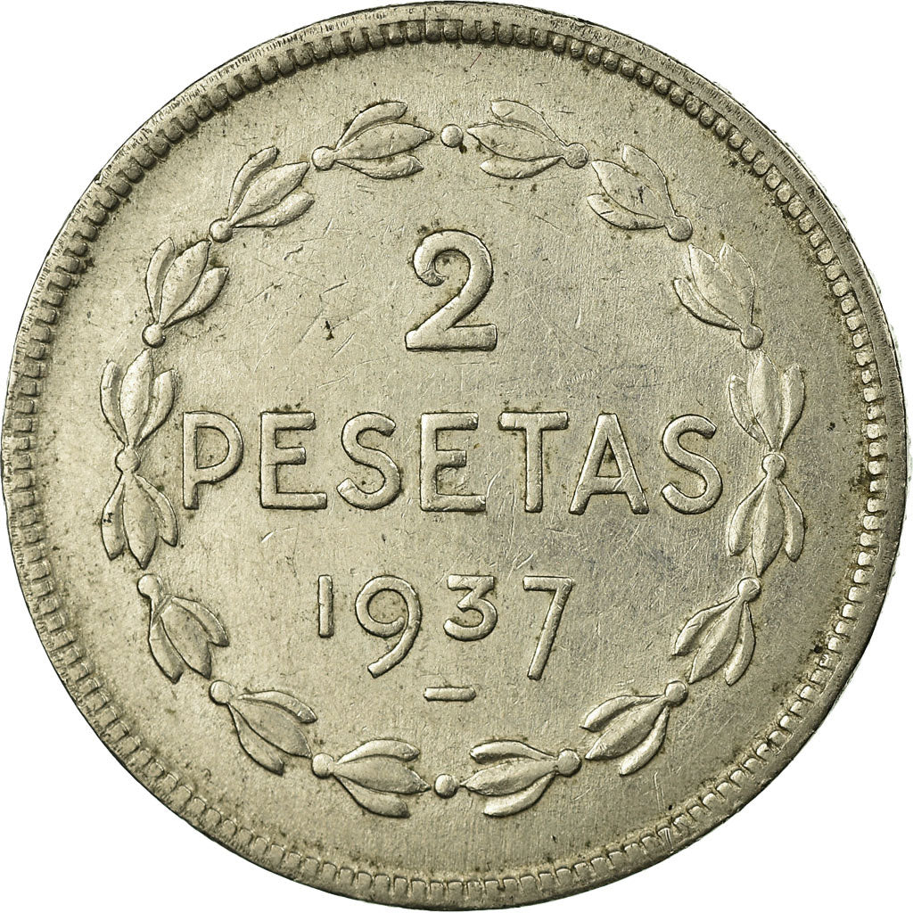 Coin, SPAIN CIVIL WAR, EUZKADI, 2 Pesetas, 1937, Brussels, EF(40-45), Nickel