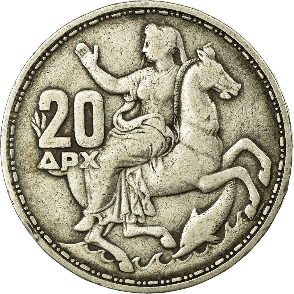 Coin, Greece, Paul I, 20 Drachmai, 1960, VF(30-35), Silver, KM:85