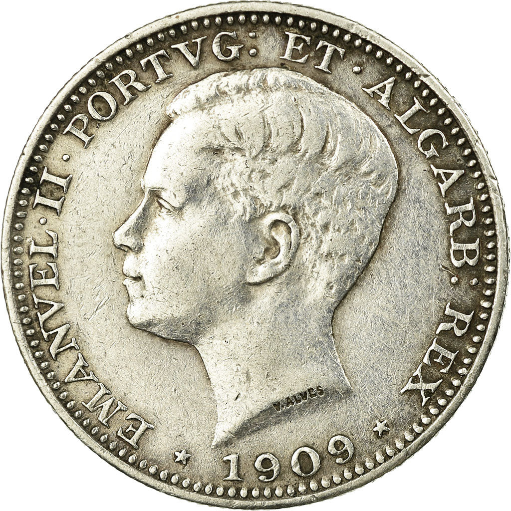 Moeda, Portugal, Manuel II, 200 Reis, 1909, Paris, EF(40-45), Prata, KM:549