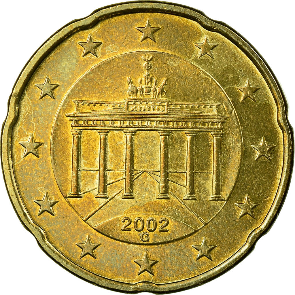 GERMANIA - REPUBBLICA FEDERALE, 20 Euro Cent, 2002, BB, Ottone, KM:211