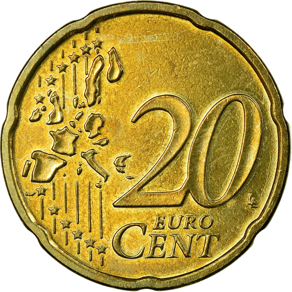 GERMANIA - REPUBBLICA FEDERALE, 20 Euro Cent, 2002, BB, Ottone, KM:211