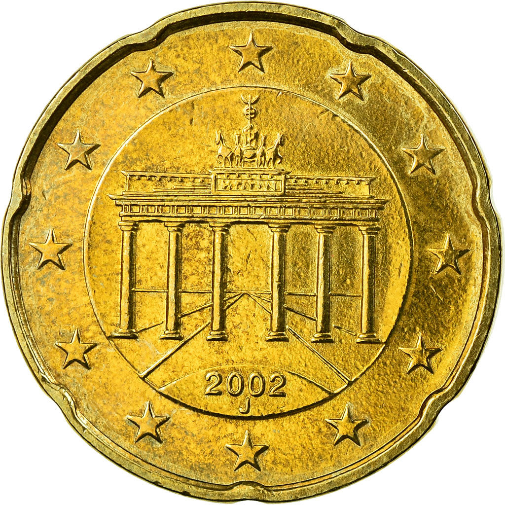 Bundesrepublik Deutschland, 20 Euro Cent, 2002, VZ, Messing, KM:211