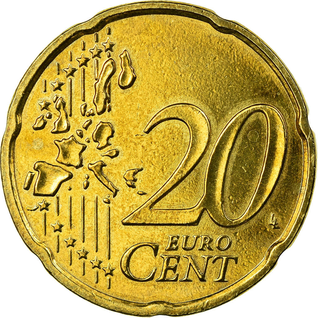 Bundesrepublik Deutschland, 20 Euro Cent, 2002, VZ, Messing, KM:211