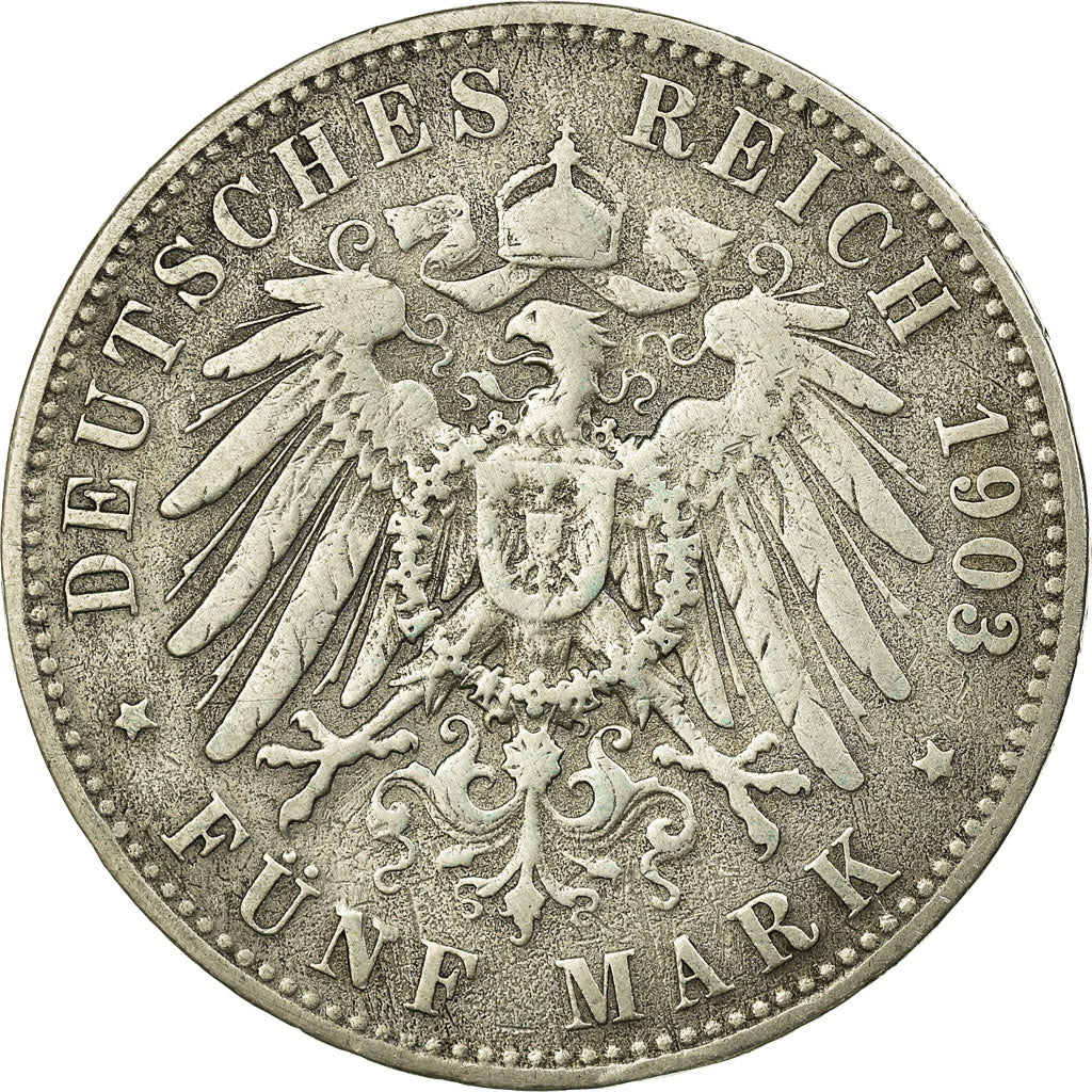 Coin, German States, PRUSSIA, Wilhelm II, 5 Mark, 1903, Berlin, VF(30-35)