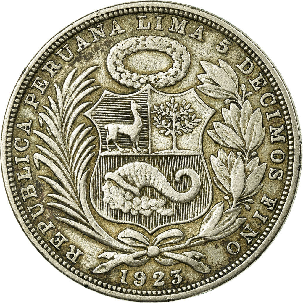 Coin, Peru, Sol, 1923, Philadelphia, EF(40-45), Silver, KM:218.1