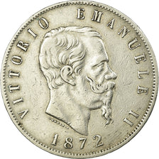 Coin, Italy, Vittorio Emanuele II, 5 Lire, 1872, Milan, EF(40-45), Silver