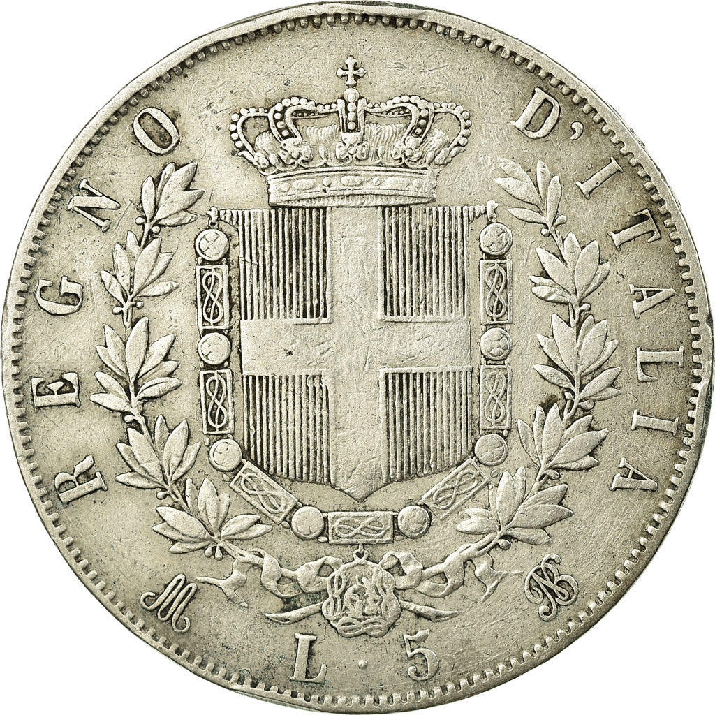 Coin, Italy, Vittorio Emanuele II, 5 Lire, 1872, Milan, EF(40-45), Silver