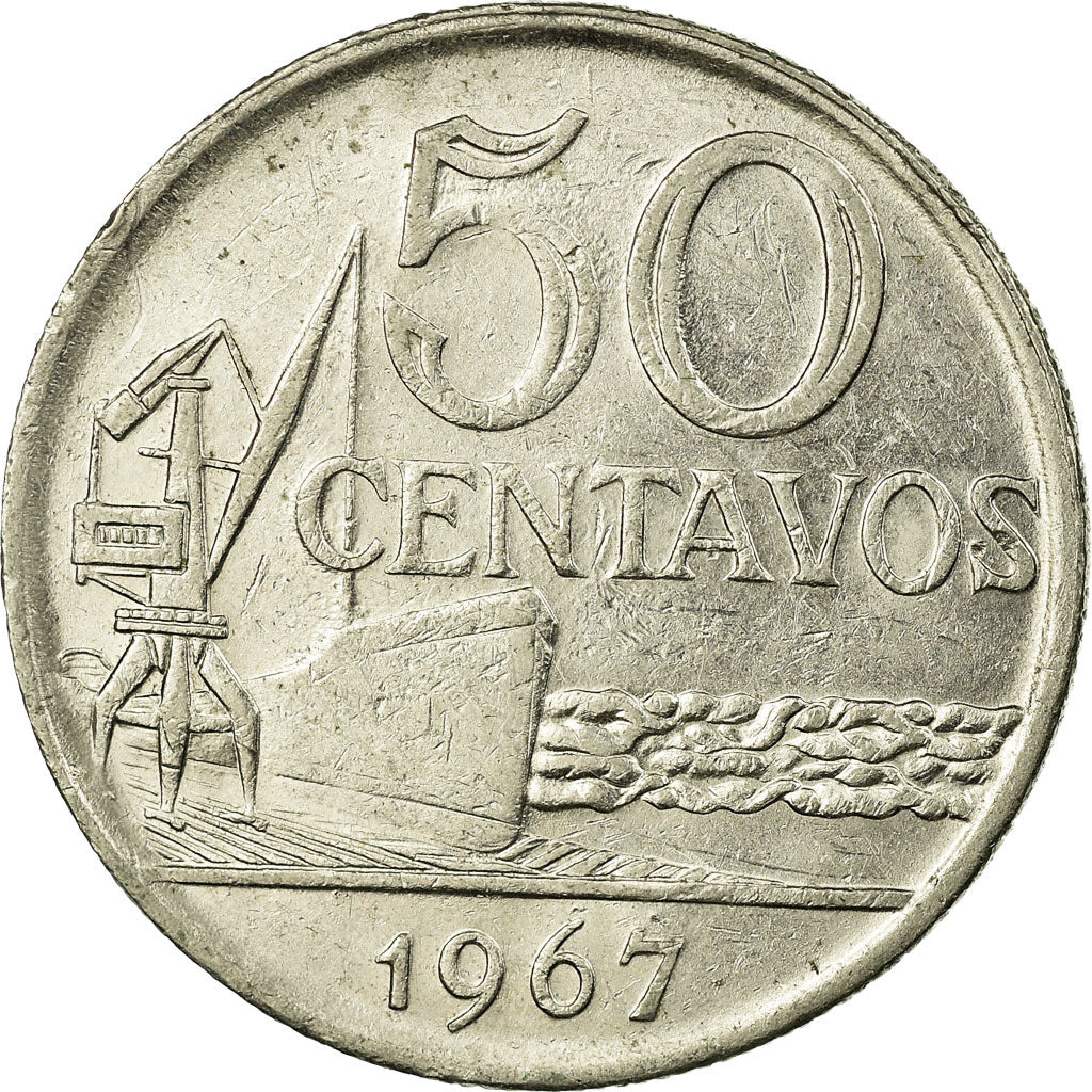 Coin, Brazil, 50 Centavos, 1967, EF(40-45), Nickel, KM:580