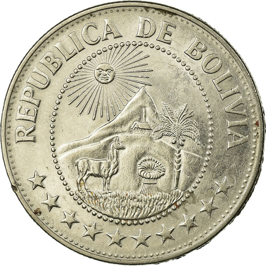 Moneda, Bolivia, F.A.O., Peso Boliviano, 1974, MBC, Níquel recubierto de acero
