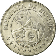 Moneda, Bolivia, F.A.O., Peso Boliviano, 1974, MBC, Níquel recubierto de acero