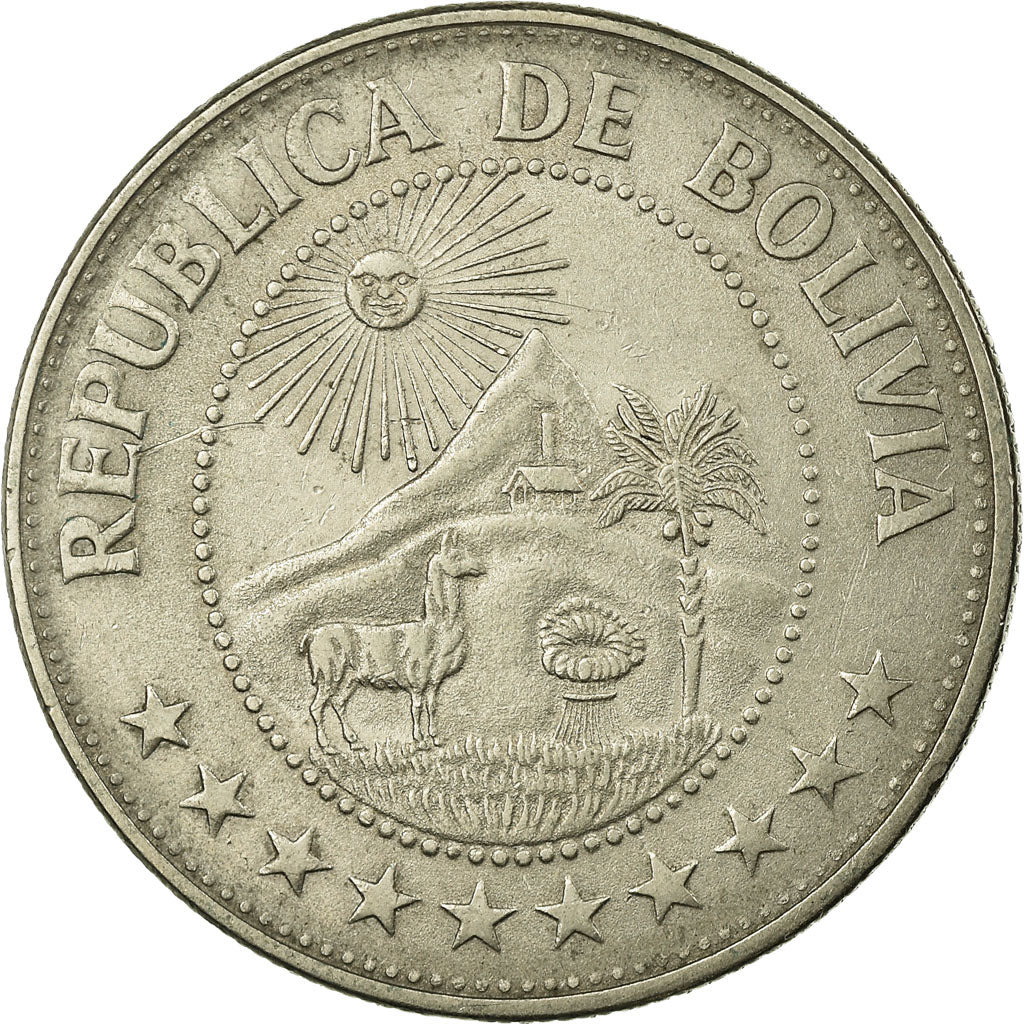 Moneda, Bolivia, F.A.O., Peso Boliviano, 1972, MBC, Níquel recubierto de acero