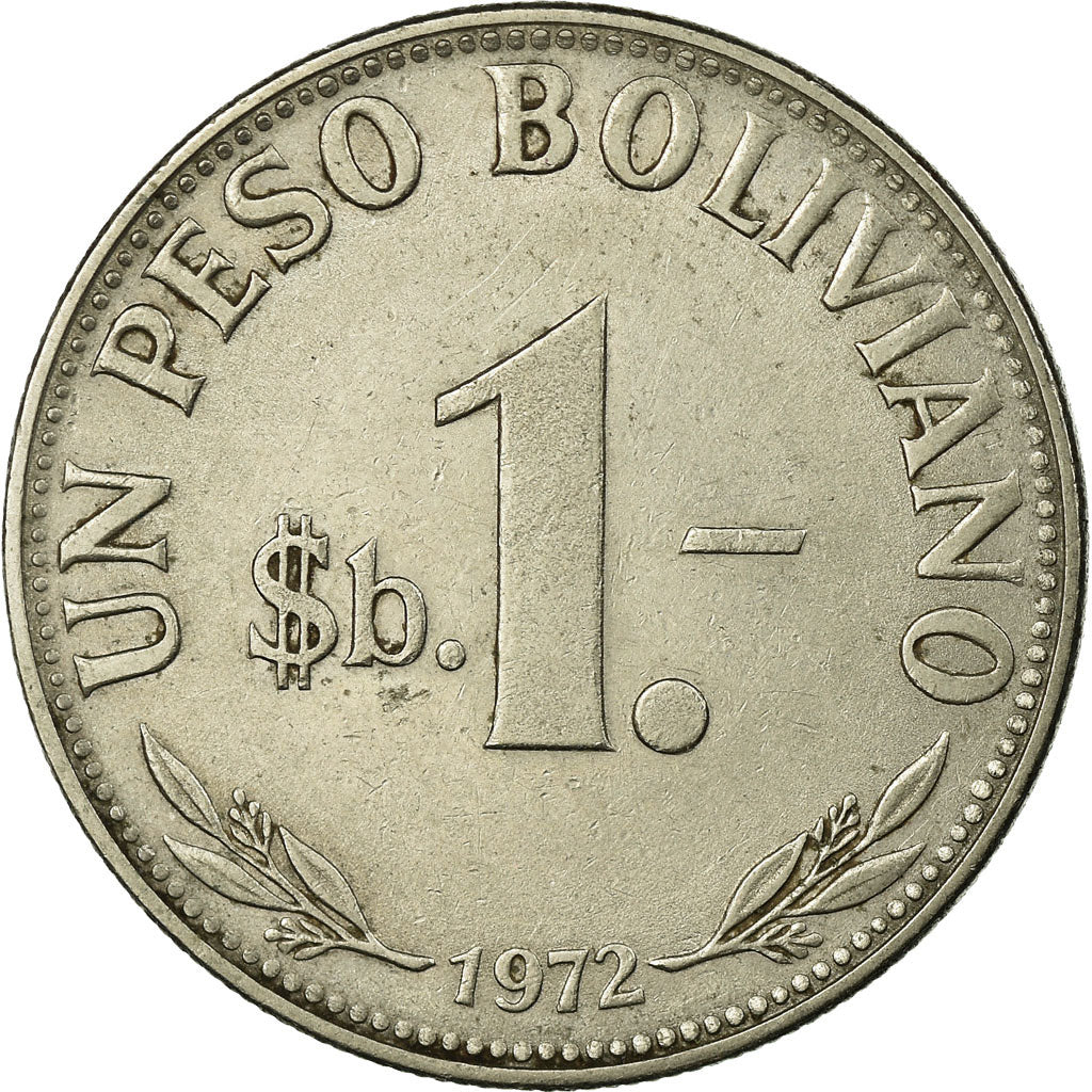 Moneda, Bolivia, F.A.O., Peso Boliviano, 1972, MBC, Níquel recubierto de acero