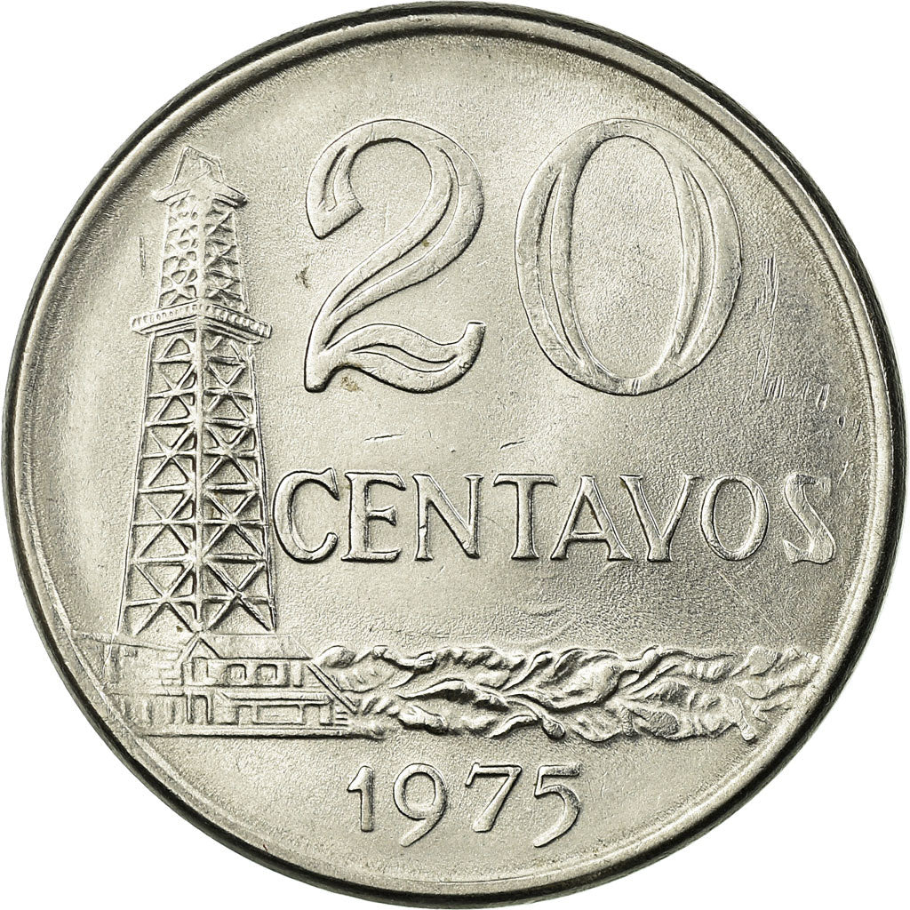 Coin, Brazil, 20 Centavos, 1975, AU(50-53), Stainless Steel, KM:579.1a