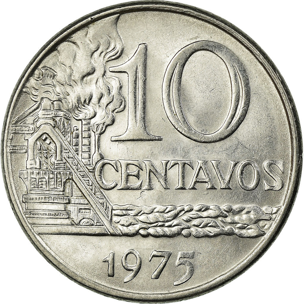 Monnaie, Brésil, 10 Centavos, 1975, SUP, Stainless Steel, KM:578.1a