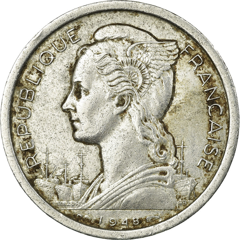 Coin, Réunion, 2 Francs, 1948, VF(30-35), Aluminum, KM:8
