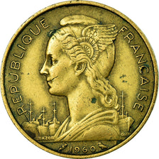 Coin, Réunion, 20 Francs, 1960, EF(40-45), Aluminum-Bronze, KM:11