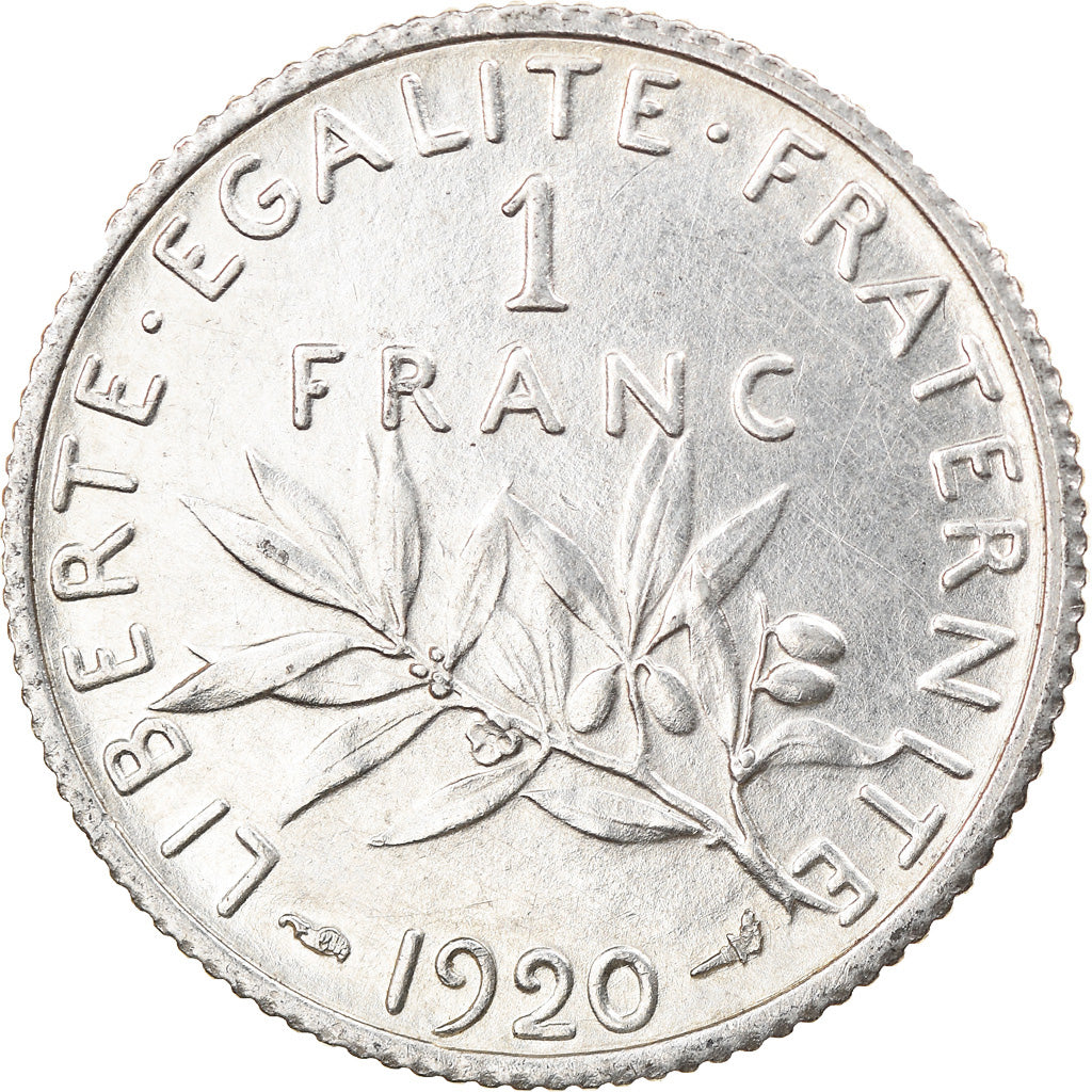 Coin, France, Semeuse, Franc, 1920, Paris, MS(60-62), Silver, KM:844.1