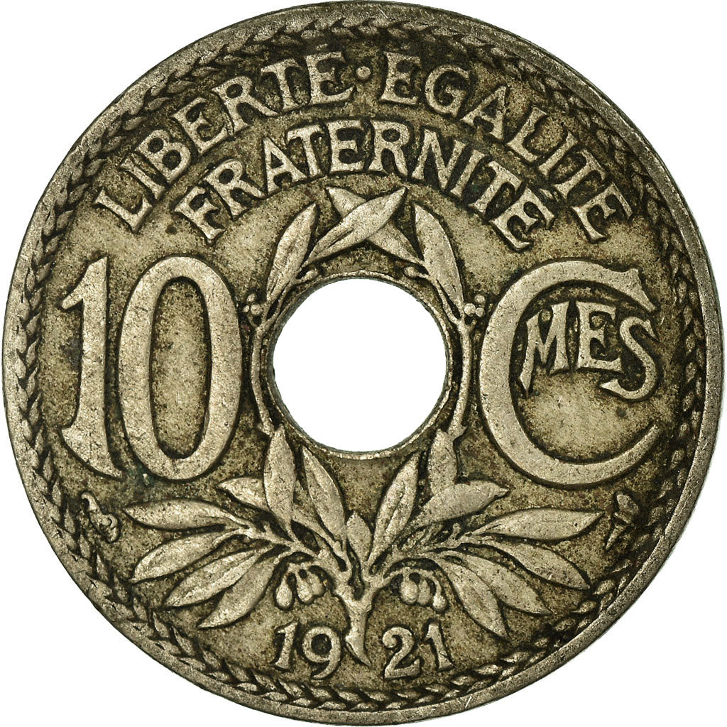 Munten, Frankrijk, Lindauer, 10 Centimes, 1921, FR+, Copper-nickel, KM:866a
