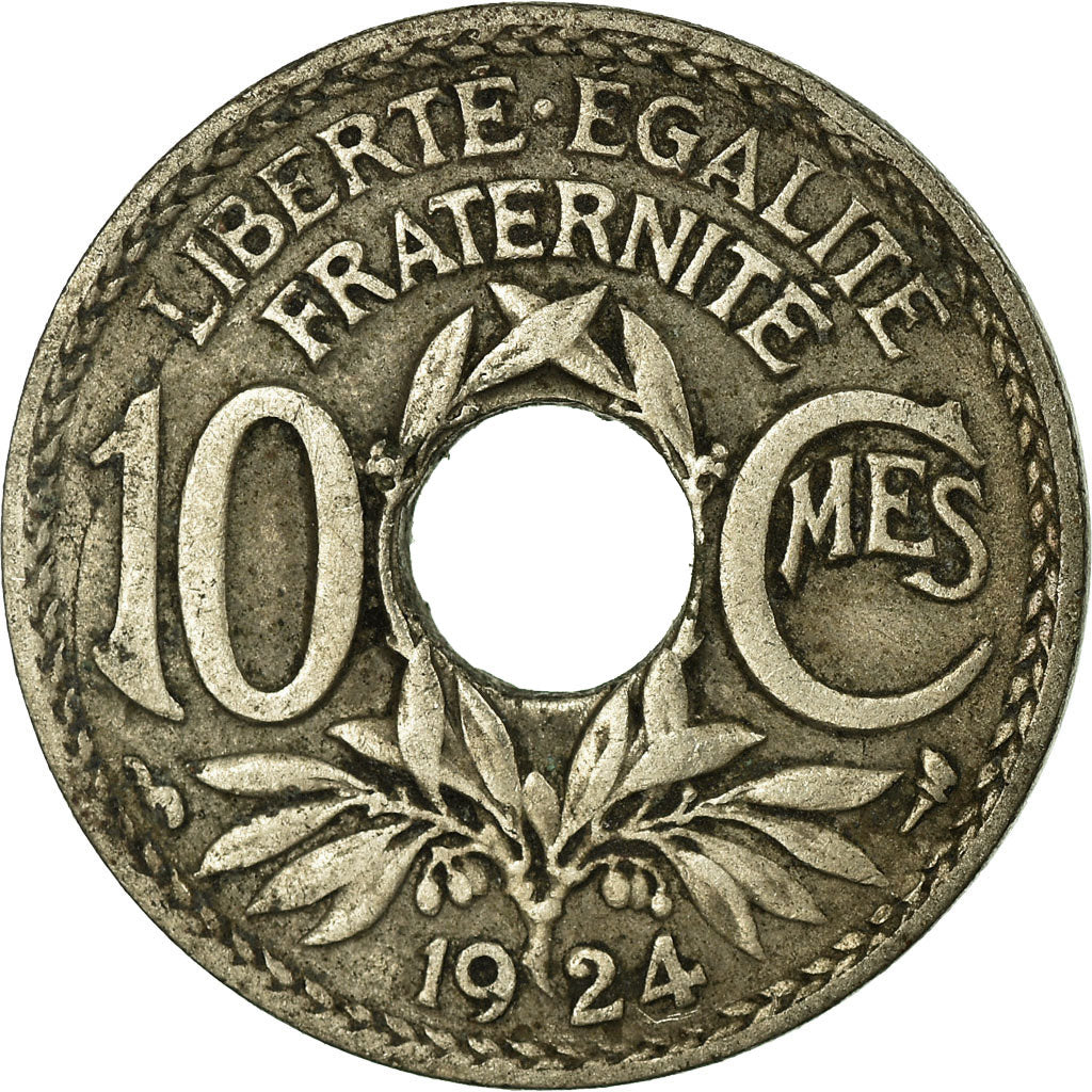 Munten, Frankrijk, Lindauer, 10 Centimes, 1924, FR+, Copper-nickel, KM:866a
