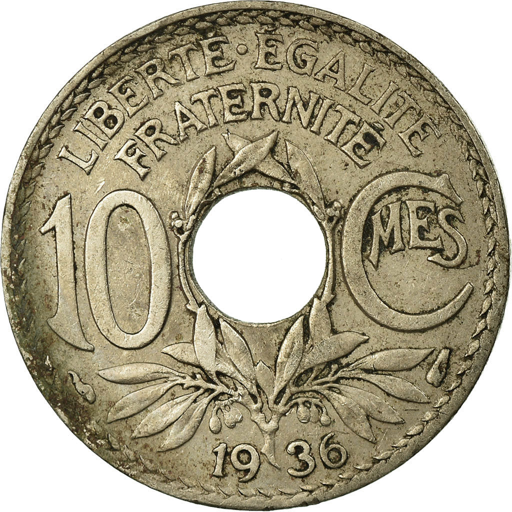 Moneda, Francia, Lindauer, 10 Centimes, 1936, BC+, Cobre - níquel, KM:866a