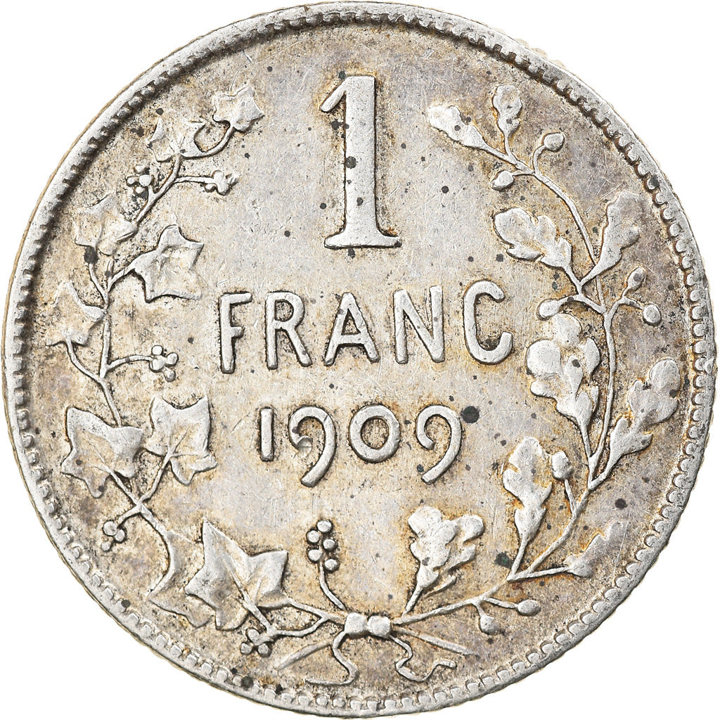 Coin, Belgium, Franc, 1909, AU(50-53), Silver, KM:57.2