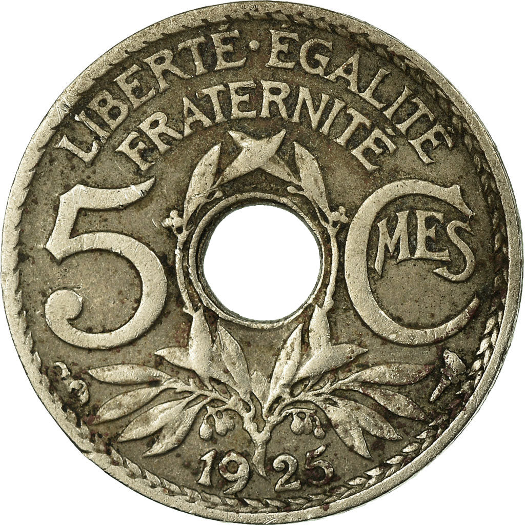 Moneda, Francia, Lindauer, 5 Centimes, 1925, BC+, Cobre - níquel, KM:875