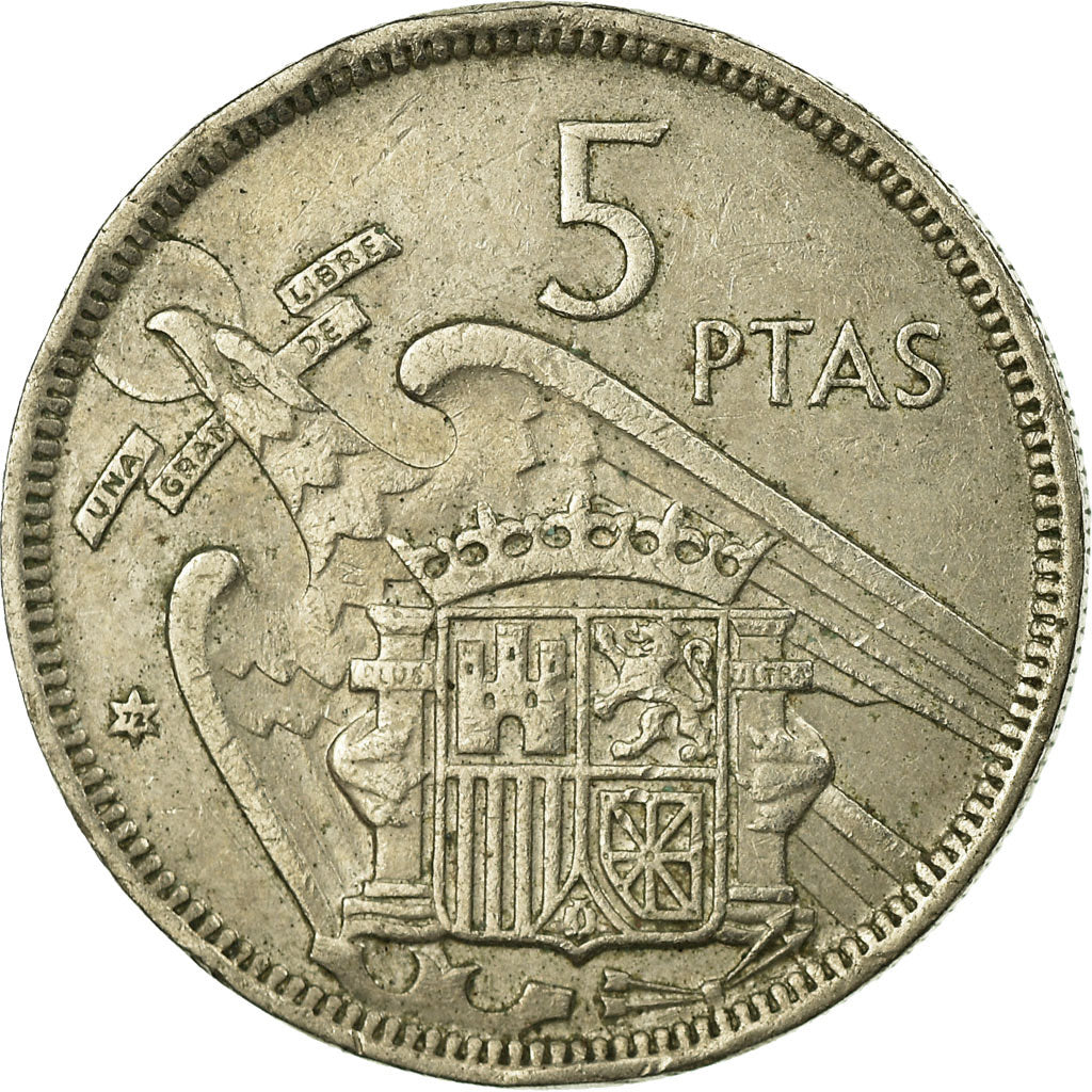 Moneta, Hiszpania, Caudillo and regent, 5 Pesetas, 1972, EF(40-45)