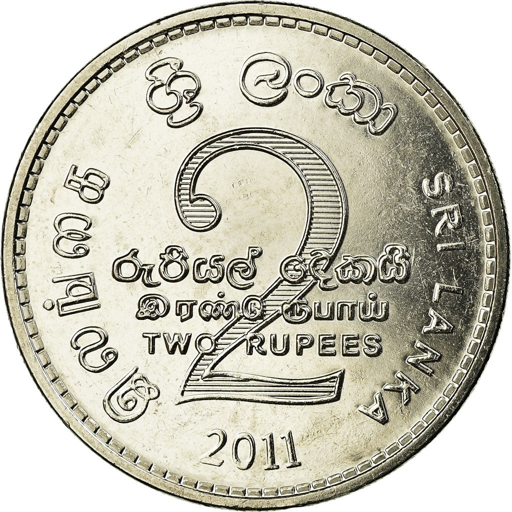 Moeda, Sri Lanka, 2 Rupees, 2011, AU(55-58), Aço Revestido a Níquel, KM:147a