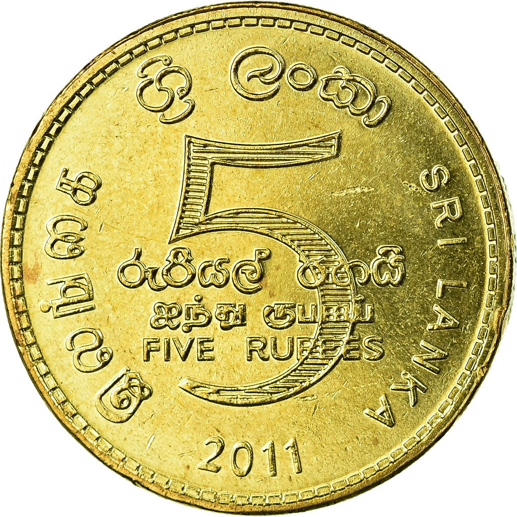 Münze, Sri Lanka, 5 Rupees, 2011, VZ, Brass plated steel, KM:148.2a