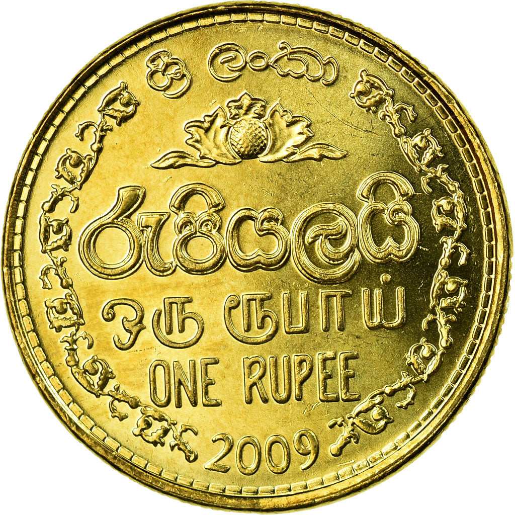 Coin, Sri Lanka, Rupee, 2009, AU(55-58), Brass plated steel, KM:136.3