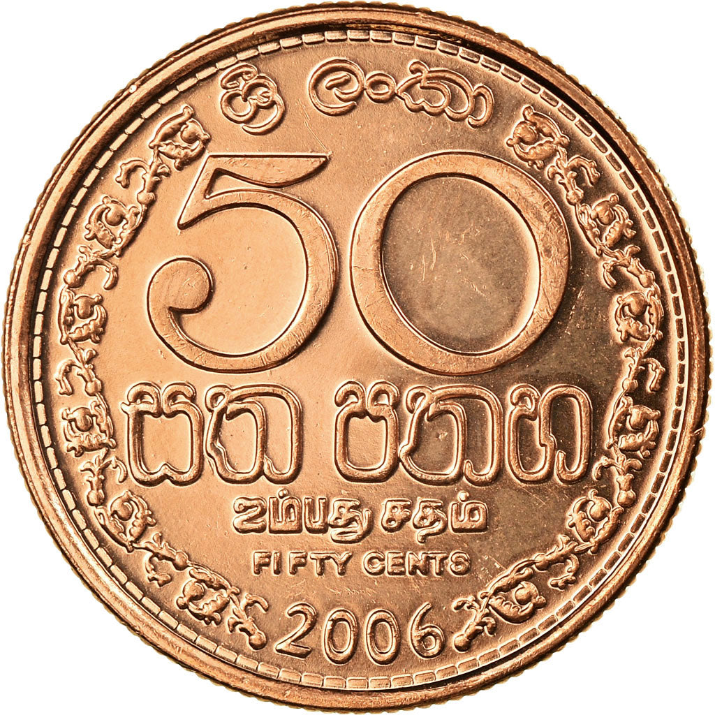 Coin, Sri Lanka, 50 Cents, 2006, AU(55-58), Copper Plated Steel, KM:135.2b