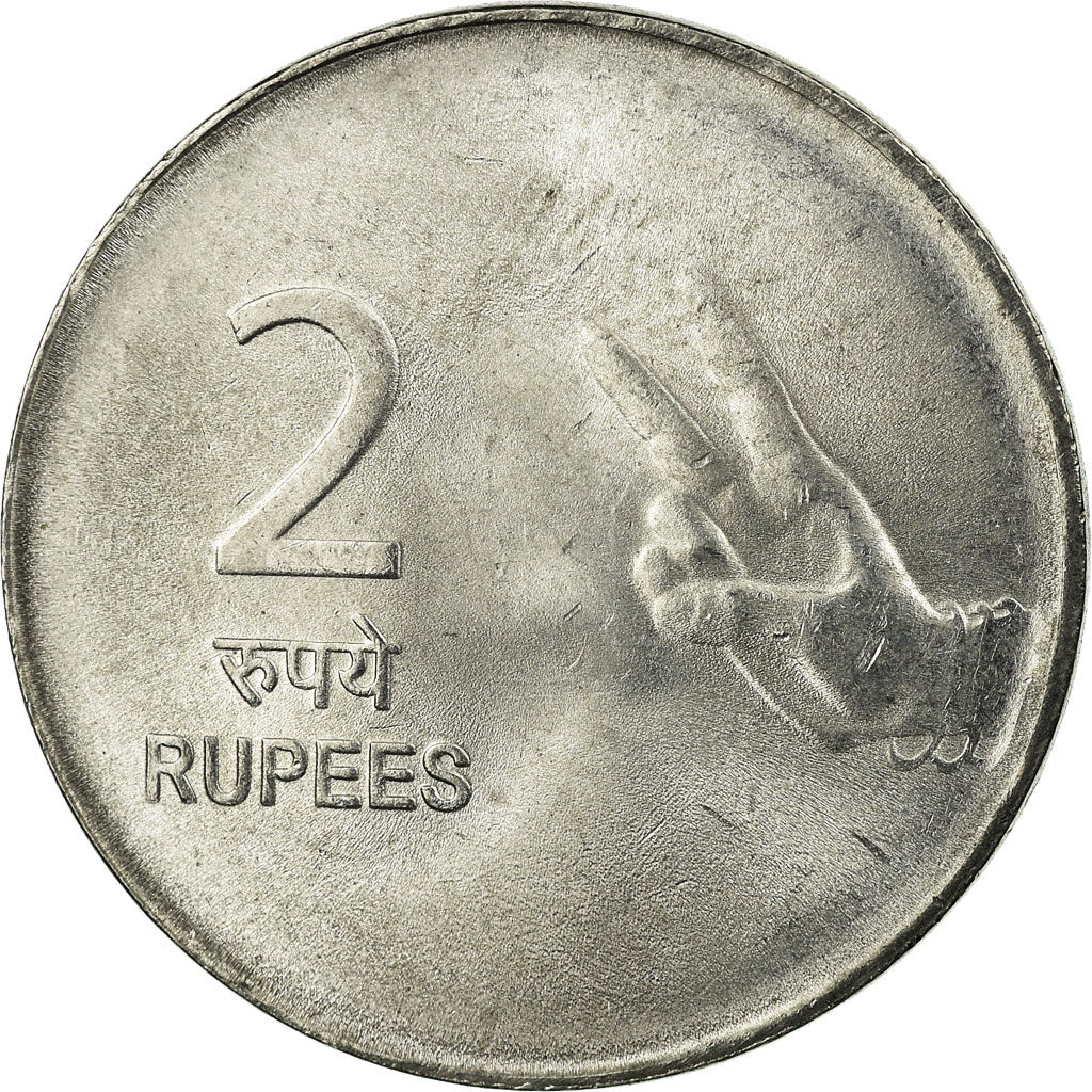 Moneta, INDIE-REPUBLIKA, 2 Rupees, 2009, AU(50-53), Stal nierdzewna, KM:327