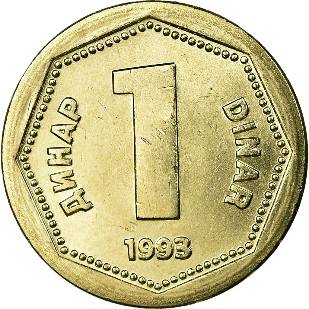 Coin, Yugoslavia, Dinar, 1993, AU(50-53), Copper-Nickel-Zinc, KM:154