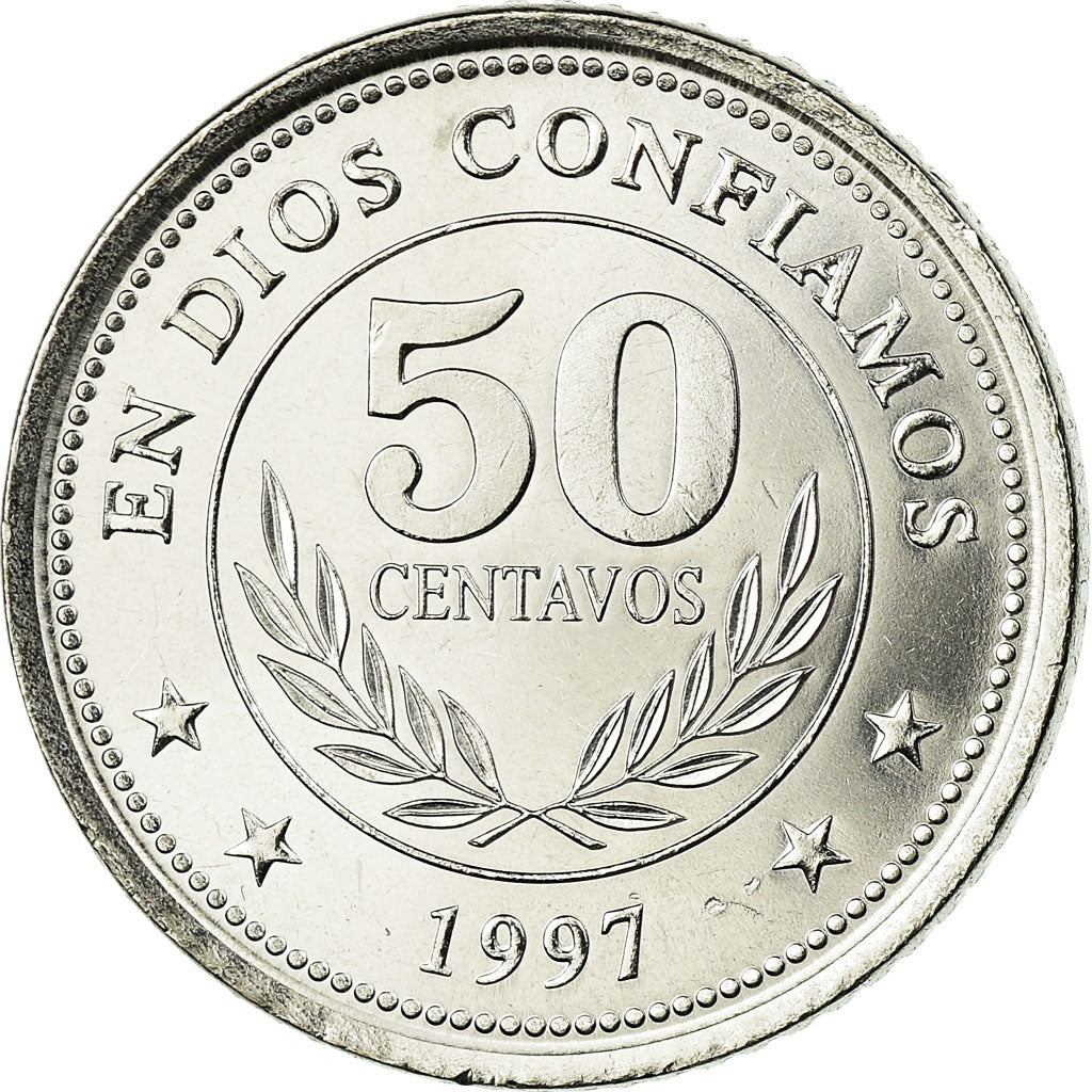 Moneda, Nicaragua, 50 Centavos, 1997, EBC, Níquel recubierto de acero, KM:88