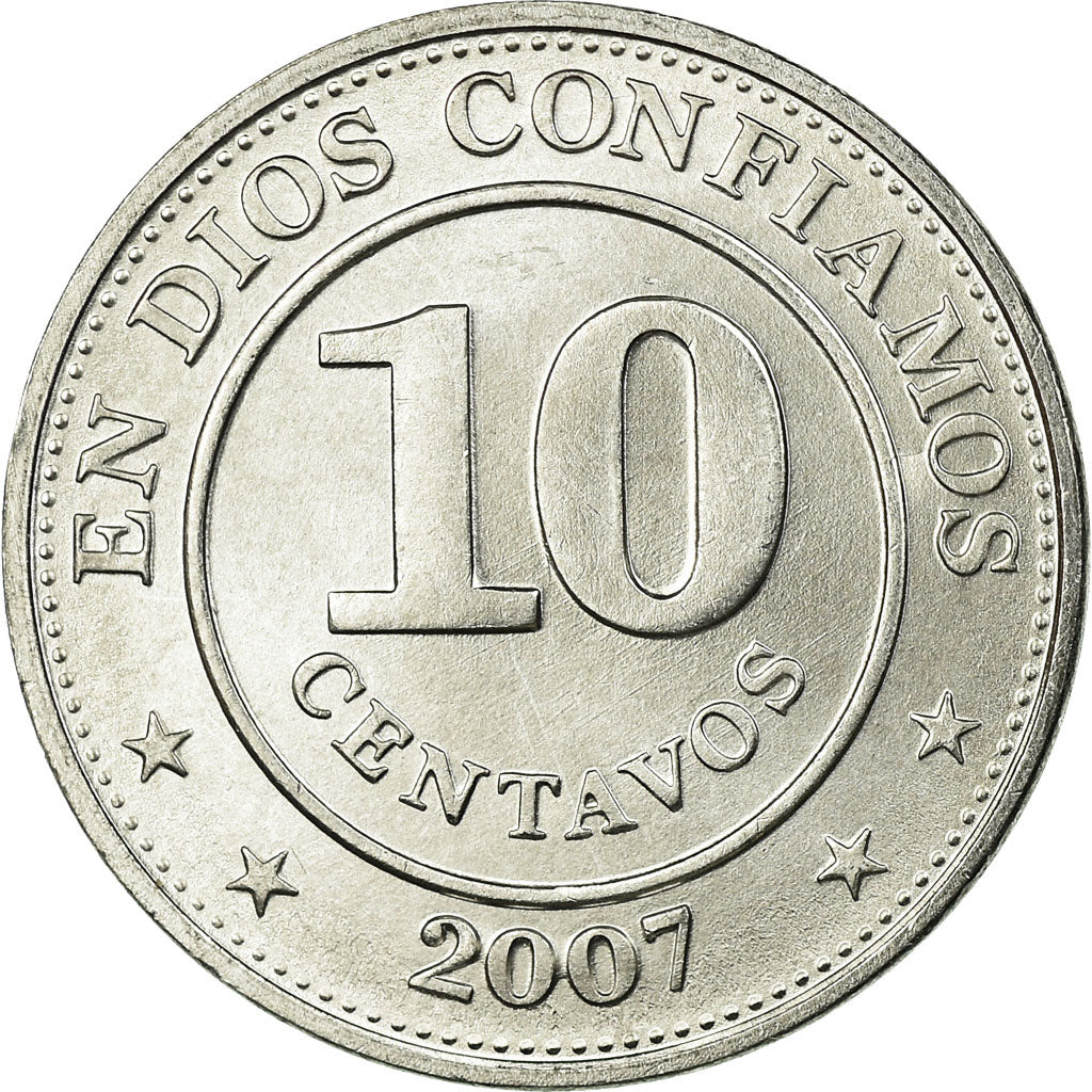 Coin, Nicaragua, 10 Centavos, 2007, AU(55-58), Aluminum, KM:105