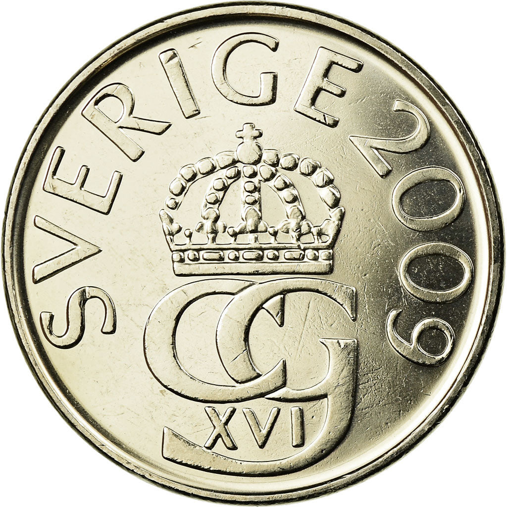 Coin, Sweden, Carl XVI Gustaf, 5 Kronor, 2009, AU(55-58), Copper-Nickel Clad