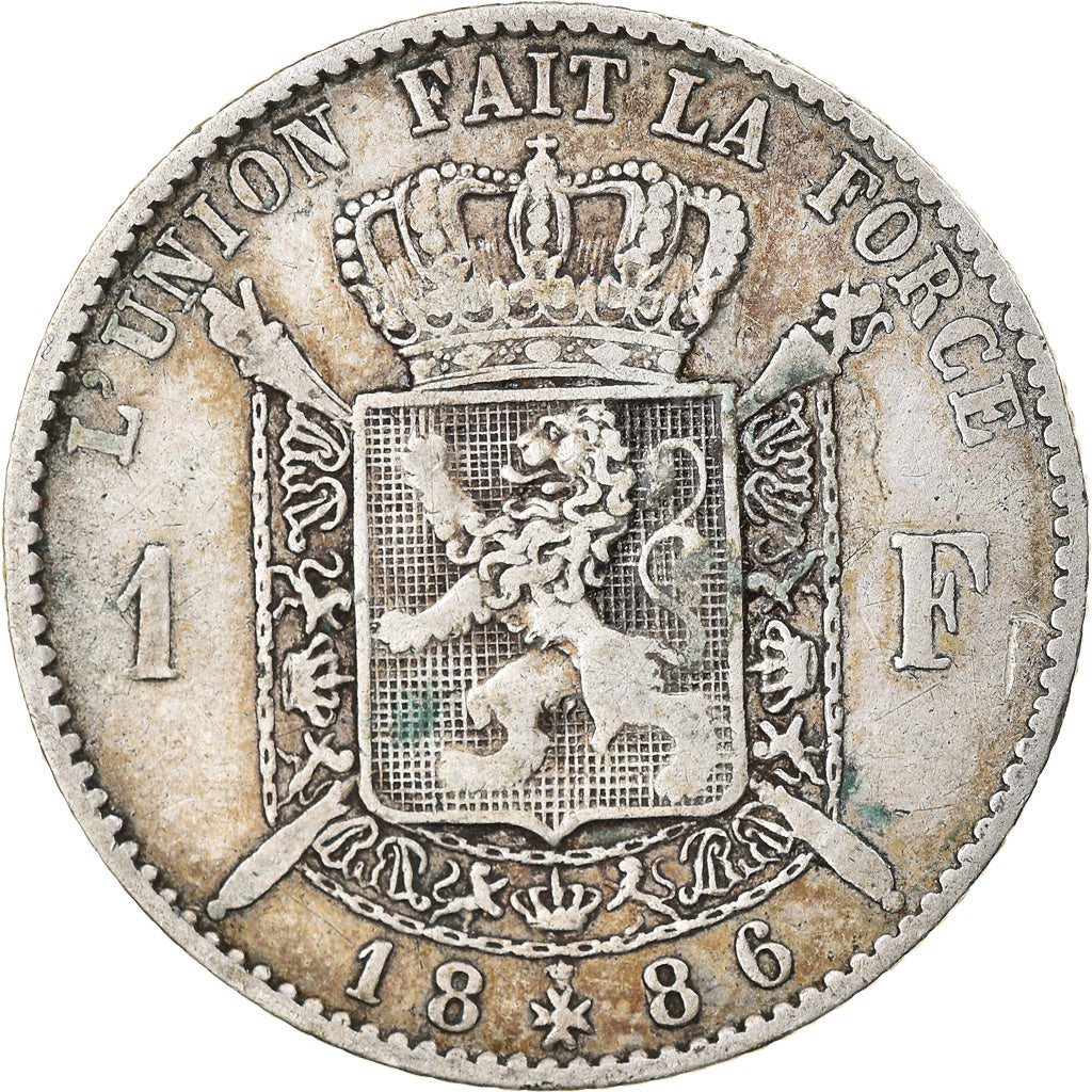 Coin, Belgium, Leopold II, Franc, 1886, F(12-15), Silver, KM:28.2