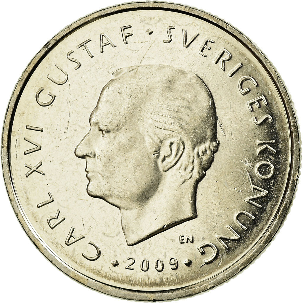 Coin, Sweden, Carl XVI Gustaf, Krona, 2009, AU(55-58), Copper-nickel, KM:916