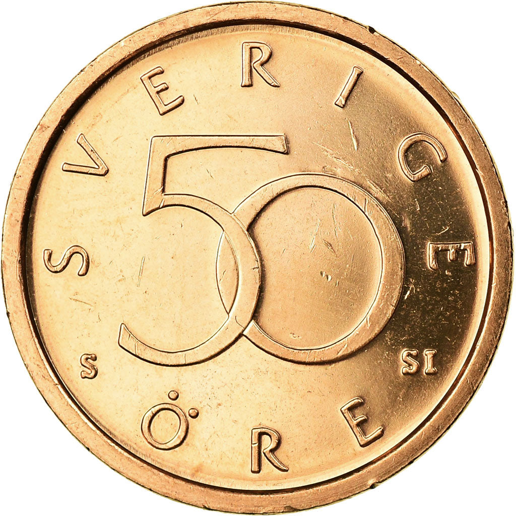 Coin, Sweden, Carl XVI Gustaf, 50 Öre, 2009, AU(55-58), Bronze, KM:878