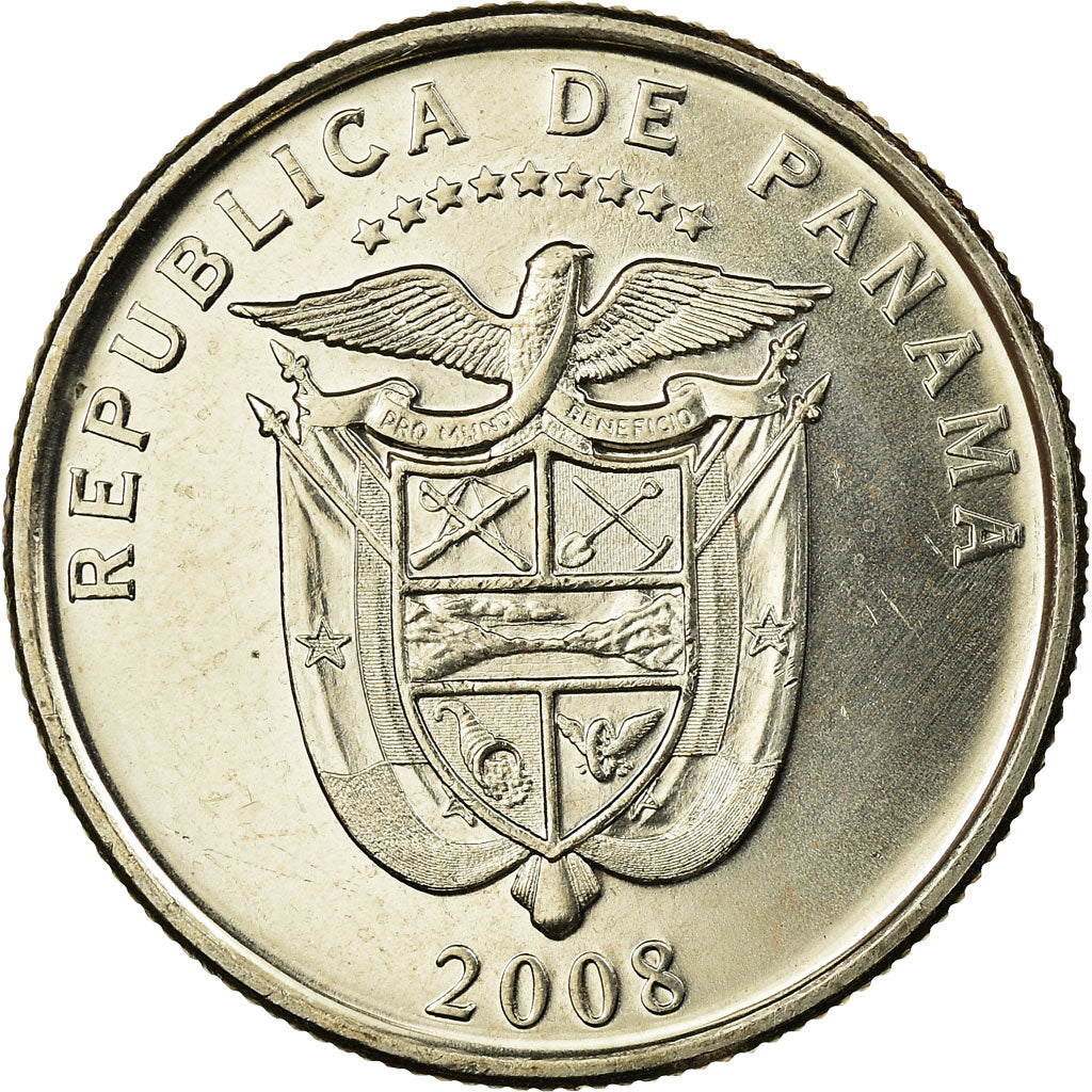 Coin, Panama, 1/4 Balboa, 2008, AU(55-58), Copper-Nickel Clad Copper, KM:128