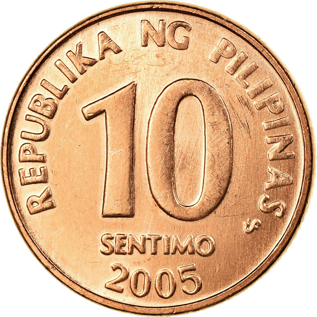 Coin, Philippines, 10 Sentimos, 2005, AU(55-58), Copper Plated Steel, KM:270.1