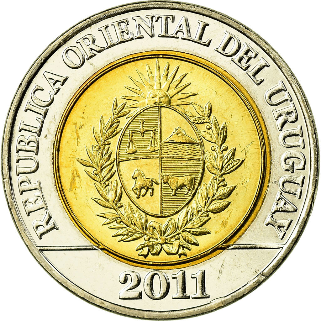 Monnaie, Uruguay, 10 Pesos Uruguayos, 2011, Santiago, SUP, Bi-Metallic, KM:134