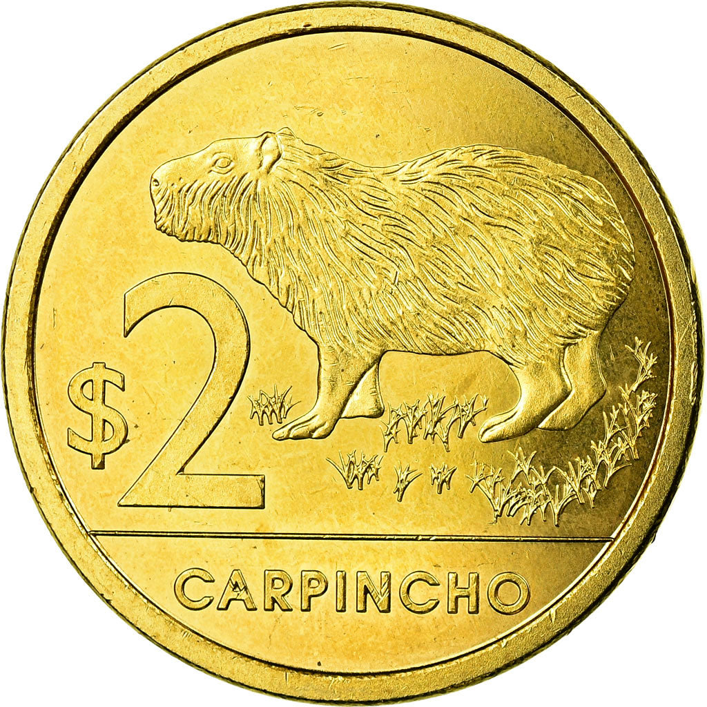 Moneda, Uruguay, 2 Pesos Uruguayos, 2011, Santiago, EBC, Latón chapado en