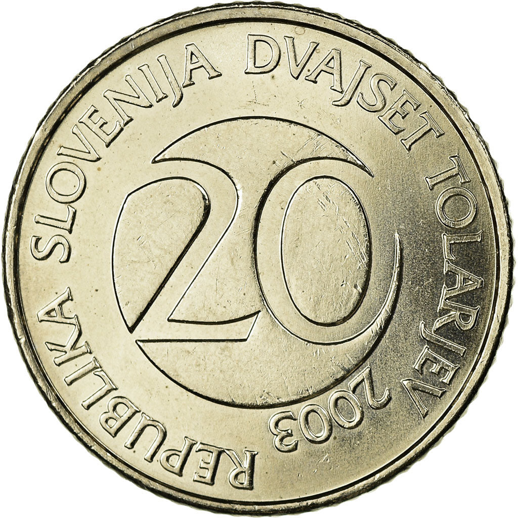 Moneda, Eslovenia, 20 Tolarjev, 2003, Kremnica, EBC, Cobre - níquel, KM:51