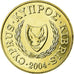 Coin, Cyprus, 20 Cents, 2004, AU(55-58), Nickel-brass, KM:62.2