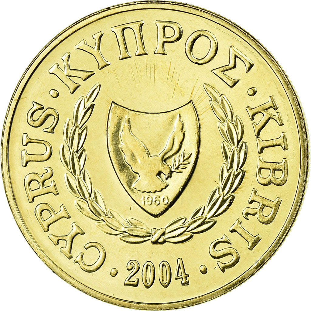 Coin, Cyprus, 10 Cents, 2004, AU(55-58), Nickel-brass, KM:56.3