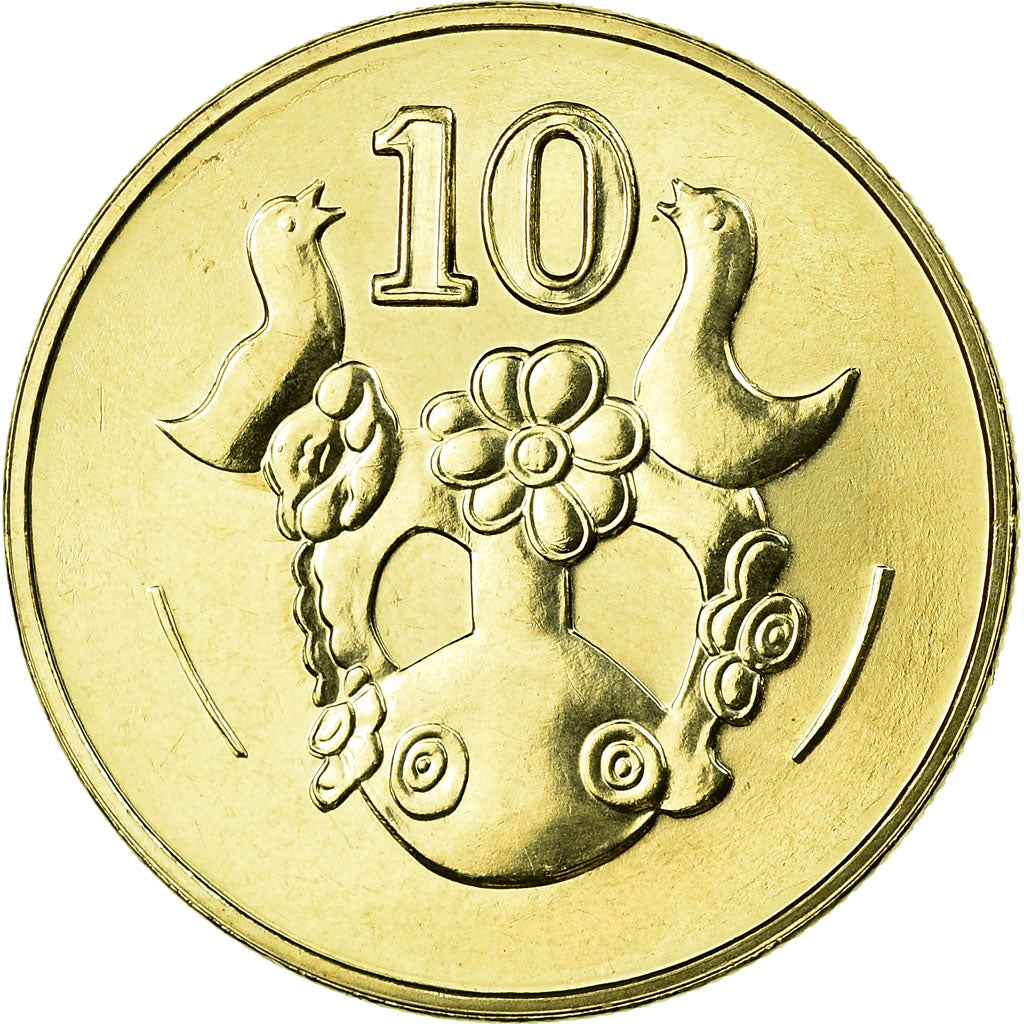 Coin, Cyprus, 10 Cents, 2004, AU(55-58), Nickel-brass, KM:56.3