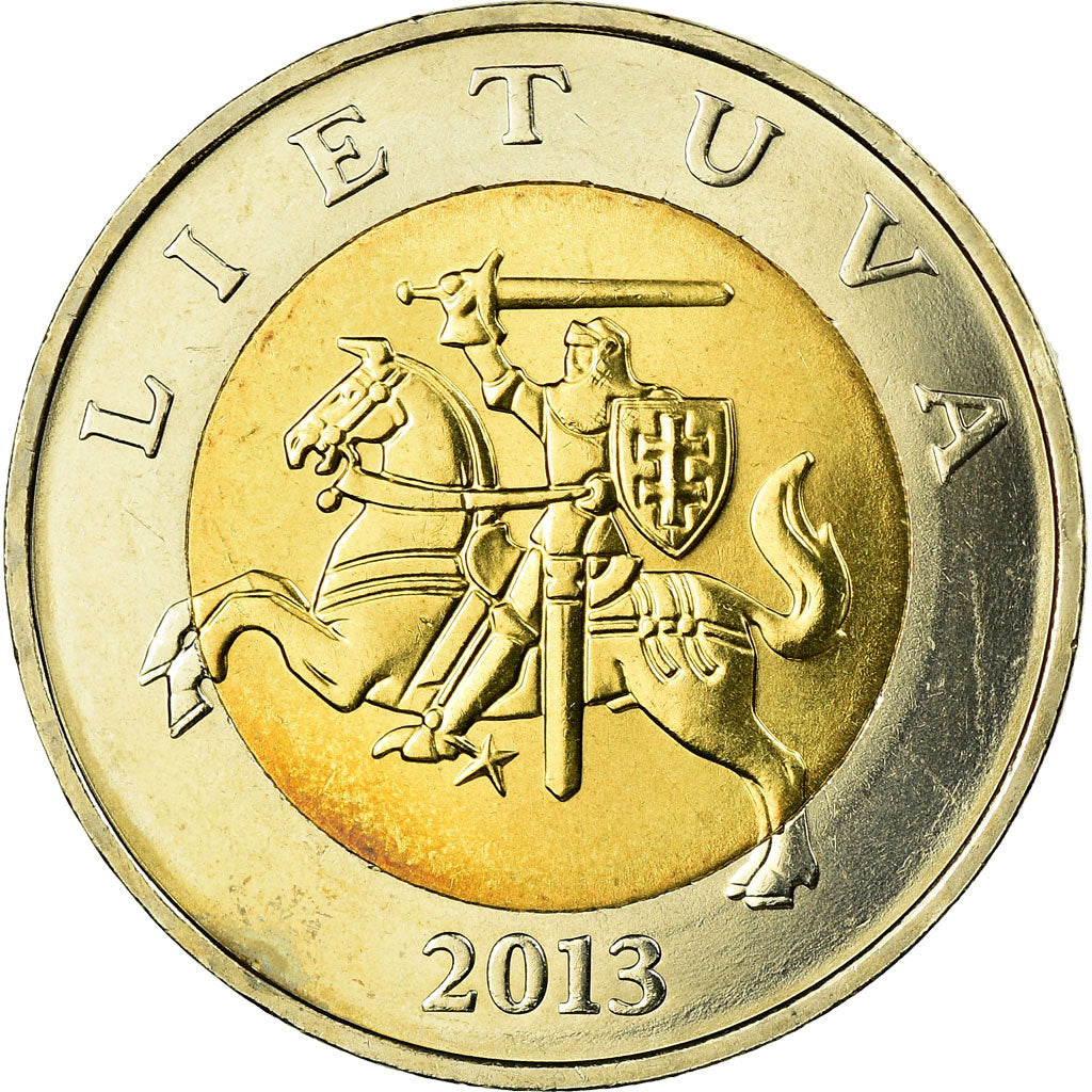 Coin, Lithuania, 5 Litai, 2013, AU(55-58), Bi-Metallic, KM:113