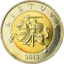 Coin, Lithuania, 5 Litai, 2013, AU(55-58), Bi-Metallic, KM:113
